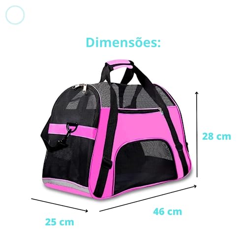 Bolsa Transporte Pet Para Cabine Avião Cachorro Gato de ate 8kg Premium (rosa)