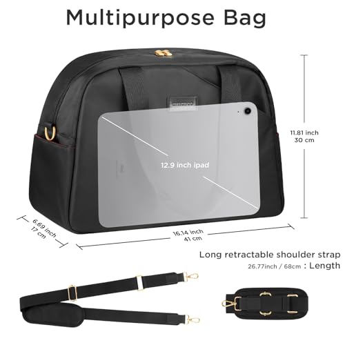 CHICECO Pickleball Tote Bag - Large Black Pickleball Bags for Women, Stylish Nylon Paddle Bag with Adjustable Strap, Stylish Padel bag for 2-4 Paddles and Shoes, Sports Gifts - Image 5