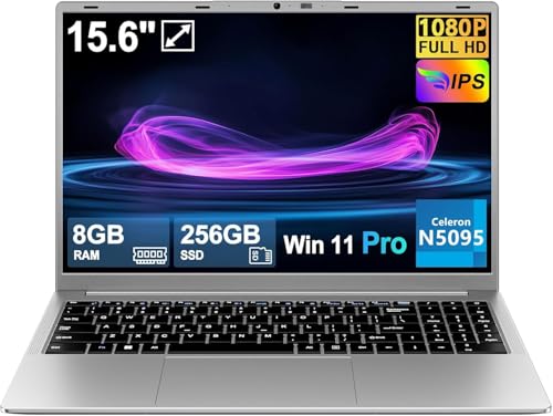 Pc Portatile 15.6 Pollici Celeron N5095 Upto 2,9 GHz Win11 Pro Laptop 8GB RAM 256GB SSD TF 1TB LPDDR4 5G WiFi 1920*1080 FHD USB 3.0 Widevine L1 Computer Portatile Con il Topo Film Italiano - Silver-4