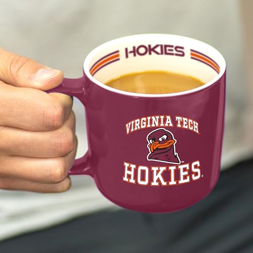 Image of Logo Brands NCAA Virginia Tech Hokies 15 oz Stripe Coffee Mug - Vintage Team Logo, Inside Print & Stripes, Microwave & Dishwasher Safe- Great Gift For Fans & Alumni