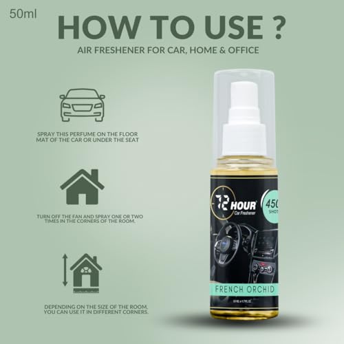 Image of 72hourFrenchOrchid Car Perfume 50ml - Long Lasting Premium Fragrance - Multipurpose Air Freshener for Car, Home & Office - Miski Fragrance