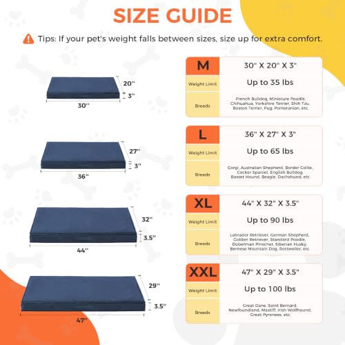 Image of Outdoor Dog Bed Extra Large Sized Dog, Waterproof, 44x32x3.5 Inch