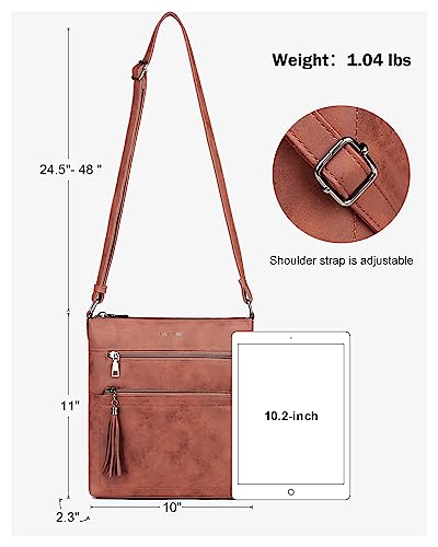 Image of MASINTOR Crossbody Purses for Women, Multi Pocket Casual Crossbody Bag, Adjustable Strap Shoulder Bag with Tassel
