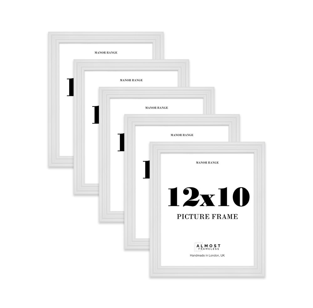 12x10 Picture Frame, Display 12x10 Pictures (25.4 x 30.5cm) - Ice White Timeless 42mm Edge Photo Display - 5 Pack