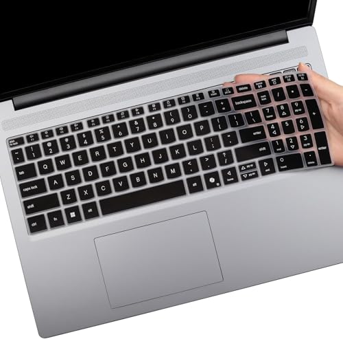Image of Saco Laptop Keyboard Cover Compatible for 2025 Lenovo IdeaPad Slim 3 15IRH10 15Q8X10 Model 83K100C6IN, 83K100CGIN, 83K100CJIN Series 15.3 Inch Laptop, Silicone Black