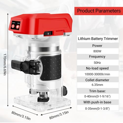Cordless Palm Router for Milwaukee M18 Battery, Brushless Hand Held Edge Router Trimmer for Wood Working Slotting, Trimming, Carving 1/4" Collet (NO Battery) 2 Cordless Palm Router for Milwaukee M18 Battery, Brushless Hand Held Edge Router Trimmer for Wood Working Slotting, Trimming, Carving 1/4" Collet (NO Battery) - Image 2