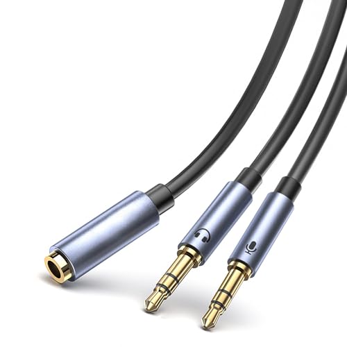 Tymyp Adaptateur Jack,Adaptateur Jack 3.5 mm, Adaptateur Micro Casque, Adaptateur Micro Casque 2 Dual 3.5mm Mâle à 3.5mm Femelle pour Ordinateur PC Ecouteur...