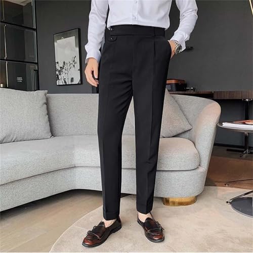Men's Business Trousers Lightweight Twill Slim-Fit Straight Pants Regular Fit Versatile Tapered Pants with Pockets3