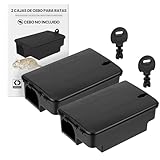 Estación de Cebo para Ratas y Ratones – Caja Portacebo Vacía con Llave de Seguridad y Tapa Negra, Protección para Niños y Mascotas, Uso Profesional y Doméstico, sin Cebo (2 Unidades)