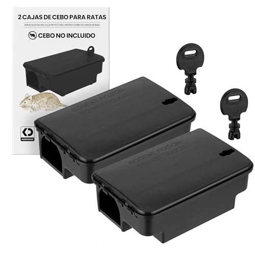Köder Discount Estación de Cebo para Ratas y Ratones – Caja Portacebo Vacía con Llave de Seguridad y Tapa Negra, Protección para Niños y Mascotas, Uso Profesional y Doméstico, sin Cebo (2 Unidades)