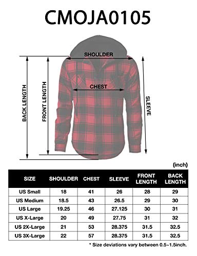 H2H Men's Long Sleeve Quilted Lined Flannel Shirt Jacket with Hood Navy US XL/Asia 2XL (CMOJA0105)