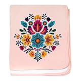 CafePress Colorful Blue Orange Mexican Embroidery Floral Baby Blanket, Super Soft Newborn Swaddle