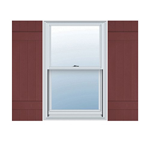14"W x 52"H Lifetime Vinyl, TailorMade Four Board Joined (2 Batten), Board-n-Batten Shutters, w/Shutter-Loks (Per Pair), Wineberry