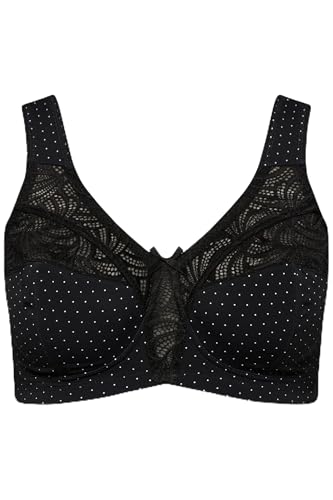 Ulla Popken Damen große Größen Übergrößen Plus Size Entlastungs-BH, Spitze, ohne Bügel, Cup C - F schwarz 120G 830454100-120G