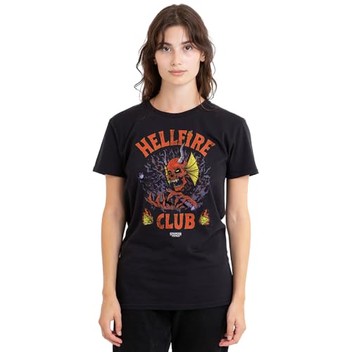 T-shirt Stranger Things Hellfire Club femme noir vêtement série TV coton