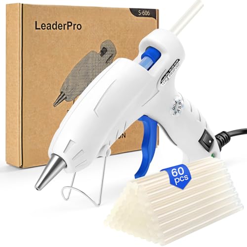 LeaderPro Pistolet à Colle Chaude 30W, avec 60pcs Bâtons de Colle de 140mm x 7mm électriques pour...
