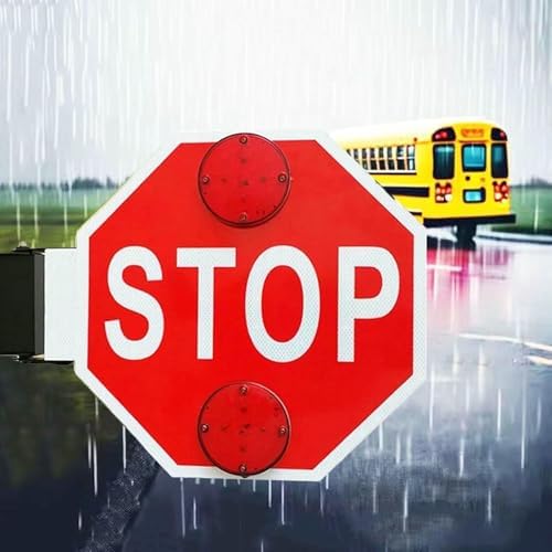 High Visibility School Bus Stop Sign - 18" Reflective Aluminum with Electronic Controller - Durable Safety Sign for Enhanced Child Protection