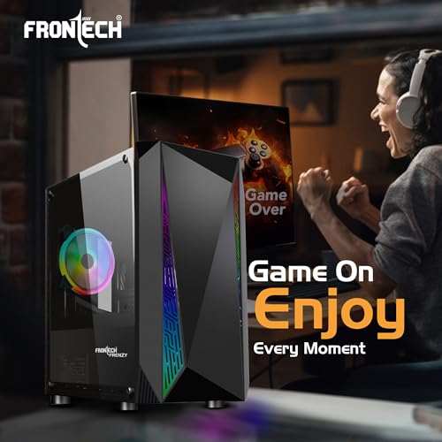 FRONTECH Frenzy Gaming Cabinet/Computer Case with HD Audio | ATX/MATX Compatible, Tampered Glass Side Panel, Bottom SMPS Dock | 120 mm RGB Fan with... - Image 7