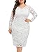 Plus Size White Dress Wedding Bride Long Sleeve Bodycon Fall Midi Lace Cocktail Formal Church Dress for Women Elegant