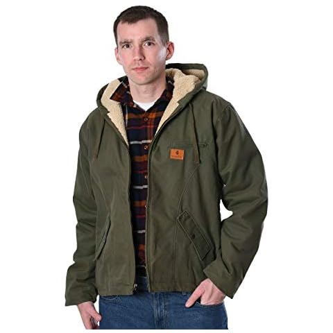 IG Insulated Gear Men's Sherpa Lined Duck Work Jacket (Olive, Medium) Cover