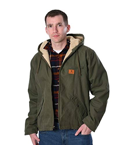 IG Insulated Gear Men's Sherpa Lined Washed Duck Hooded Jacket
