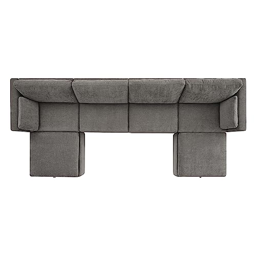 Image of CHITA Oversized Modular Sectional Fabric Sofa Set, Extra Large U Shaped Couch with Reversible Chaise, 146 inch Width, 6 Seat Modular Sofa with Storage Ottamans, Grey