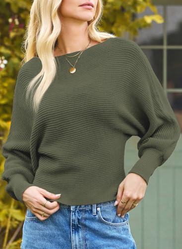 Image of Dokotoo Women's Sweaters Off The Shoulder 2025 Fall Batwing Casual Loose Fashion Sweater Pullovers