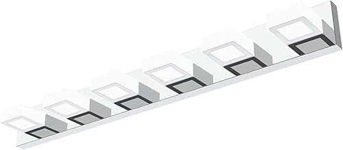 Ralbay - Modernas luces cromadas para tocador de baño, atenuables, con 6 luces, de acrílico y acero inoxidable, accesorios de iluminación LED para