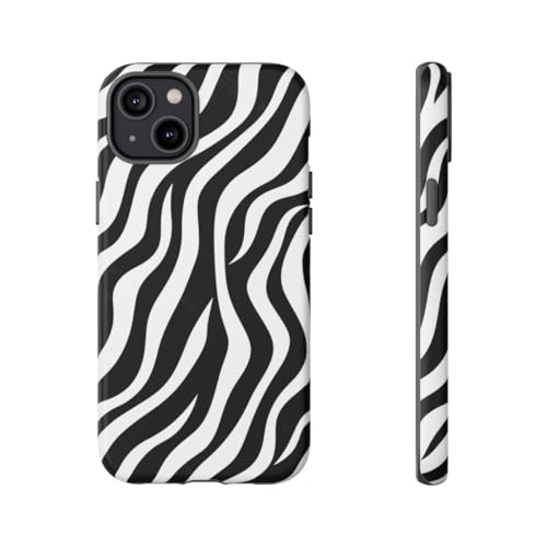 Coque rigide mate pour iPhone 14 Plus motif zébré noir et blanc arrière