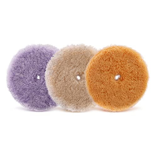 Brestol Set 5 Dischi Lucidatura In Pelliccia D'Agnello 80 Mm - Con Velcro Per Piccole Lucidatrici