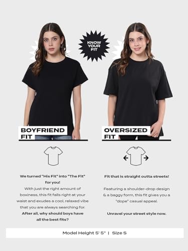 Image of Bewakoof Women's Being Savage Graphic Printed Oversized Cotton T-Shirt Oversized Fit, Round Neck, Half Sleeves