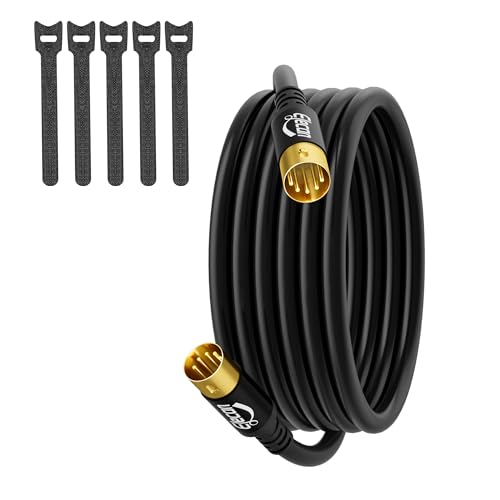 Elecan 5 Pin DIN MIDI Cable 25 Ft, Premium Male MIDI Audio Cord Instrument Cable, OFC, Shielded, Gold-Plated, Soft PVC for MIDI Keyboard, Synthesizer,Sampler,Electronic Piano, Drum & Music Gear+5 Ties