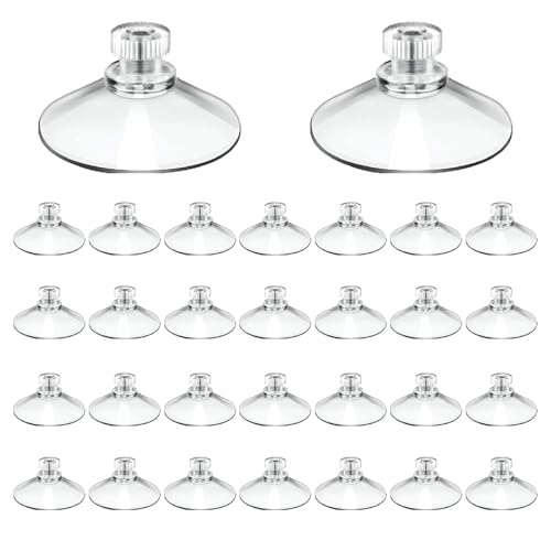 JINGIHE 30 Stück Saugnapf mit Gewinde, 40mm/ 1.57inch Transparent Saugknöpfe mit Rändelmutter, Saugnäpfe Haken für Badezimmer Küche Tischplatte Spiegel Furnuture Wand Tür Auto Fenster