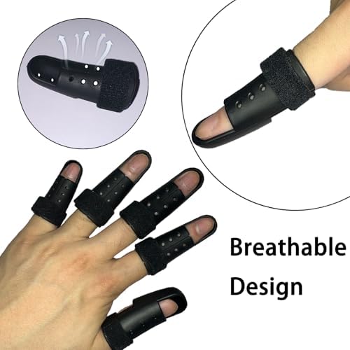 5Pcs Black Finger Splints Thumb Brace Support Plastic Finger Cots - 4