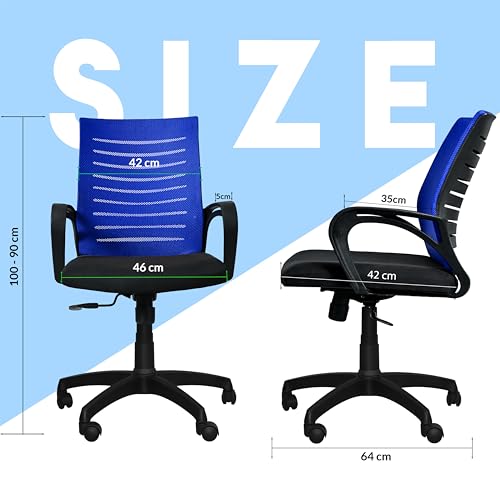 Image of Seventh Heaven Bolt Mid Back Revolving Office Chair for Work from Home, Study, and Computer Use | Heavy Duty Base | Ergonomic Mesh Design | Durable & Comfortable Seating (Blue Mesh)