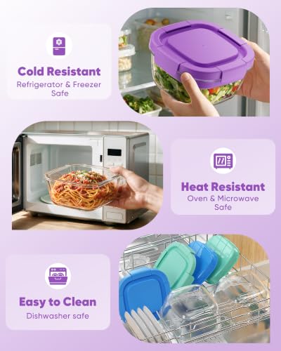 Image of Canfanni Glass Salad Container, 56oz Bowl with Airtight Lids, Tray, Fork
