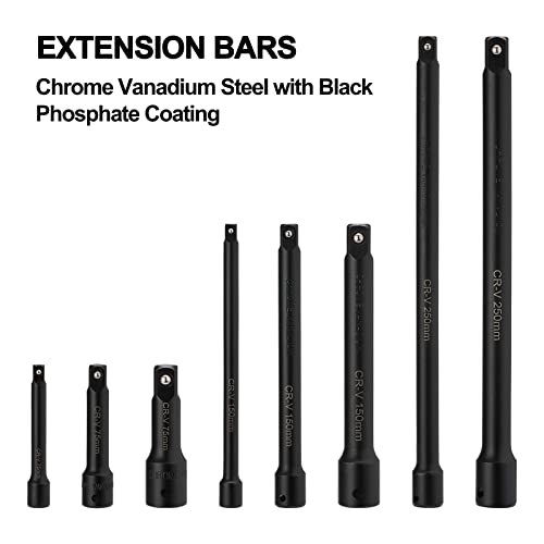 Image of Mayouko 18-Piece Drive Tool Accessory Set, Socket Accessory Set, Includes Socket Adapters, Extensions, Universal Joints and Impact Coupler