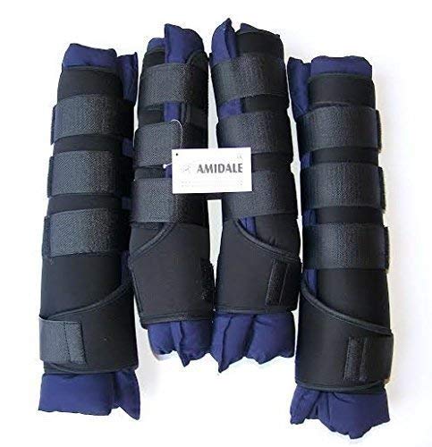 Amidale HORSE STABLE BOOTS TRAVEL BOOTS WRAPS SET OF FOUR NAVY BLUE XL, L, M, S (LARGE)