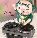 LLKTRD DJ Electric Music Dancing Pig Toy with Colorful Light Swing Back and Forth
