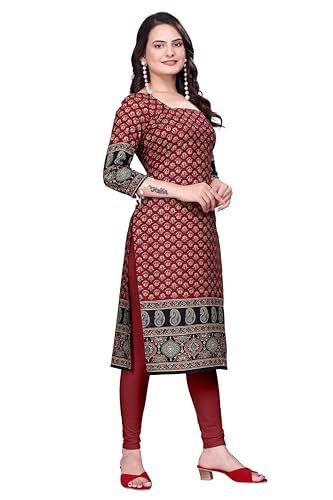 Image of Women's Pure Cotton Straight Fit Straight Cambric Jaipuri Printed Kurti