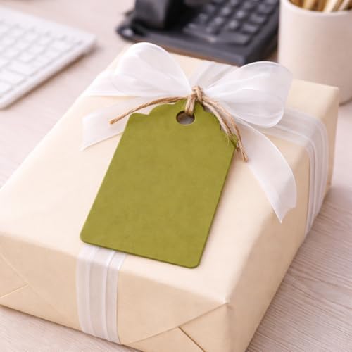 Image of CVANU 150pcs Premium Color Tag Blank Hanging with Pre-Punched Hole Tags for DIY Crafts, Gift Wrapping, Labelling & Writable Decorative Tags for All Occasions (2.85in X 1.7in) Mehendi Green