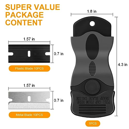 Ainiv Schaber Set, Stabiler Kochfeldschaber mit 20 Ersatz-Klingen, Schaber Küchenschaber Set, Kochfeldschaber, Reinigungsschaber, Herd Glasschaber, Herdschaber für Backofen, Glaskeramik