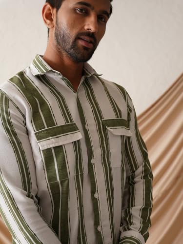 Image of Indian Needle Men's Striped Regular Fit Shirts