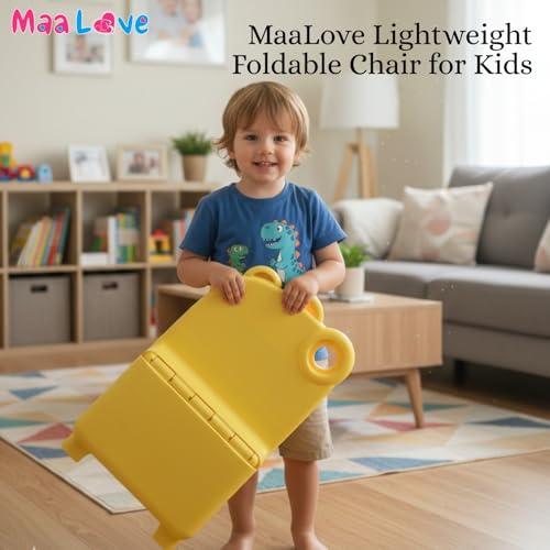 Image of Plastic Foldable Chair for Kids | School Study Chair for Indoor or Outdoor Use for Toddler Kids | Strong & Stable, Safe Rounded Edges | Capacity Up to 40 Kg (Yellow)