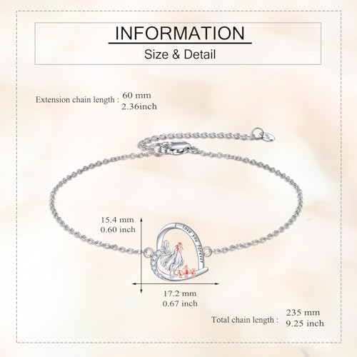 YAFEINI Chicken/Alligator/Dachshund/Robin/Shark Bracelet 925 Sterling Silver Animal Bracelet Jewelry Gifts for Women3