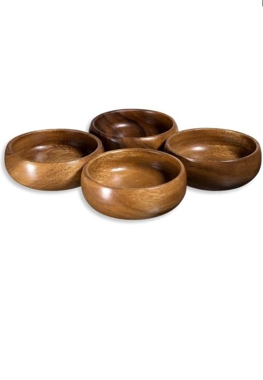 Image of Wooden Snack Bowls Set of 4, Size 12.7 cm /5 inch x 5.08 cm /2 inch