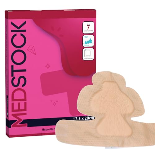 MEDSTOCK Silicone Foam Heel & Joint Dressing with Border 5x8 (Pack of 5) Wound Care Diabetic Foot & Ulcer Dressing High Absorbence 5 Layers Easy to Remove & Reapply