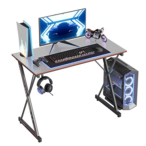DESINO Gaming Schreibtisch 81,3 cm PC Computertisch, Home Office Schreibtisch Tisch Gamer Workstation, einfacher Spieltisch, Grau Cover