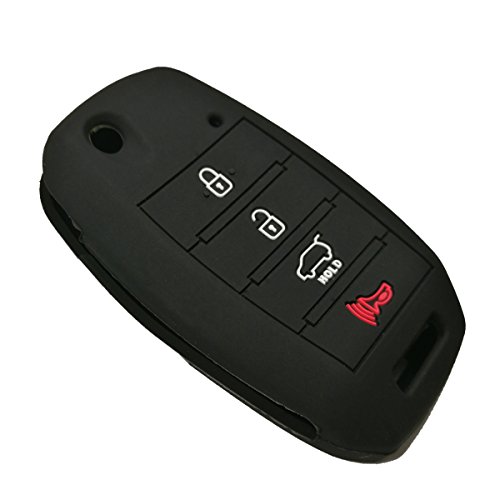 Coolbestda Rubber 4buttons Flip Key Fob Remote Cover Case Protector Holder Keyless Entry for 2016 2017 2018 2019 Kia Optima Soul Sorento Sportage Forte Rio Sedona （Not Fit Smart Key Fob）