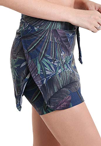 Shorts Saia Flores e Plantas - Azul Escuro/Verde GG